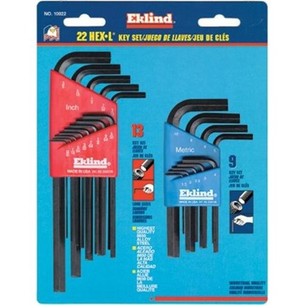 Eklind Eklind Tool 269-10022 22-Pc Short & Long L-Wrench Hex Key Set Inch & 269-10022